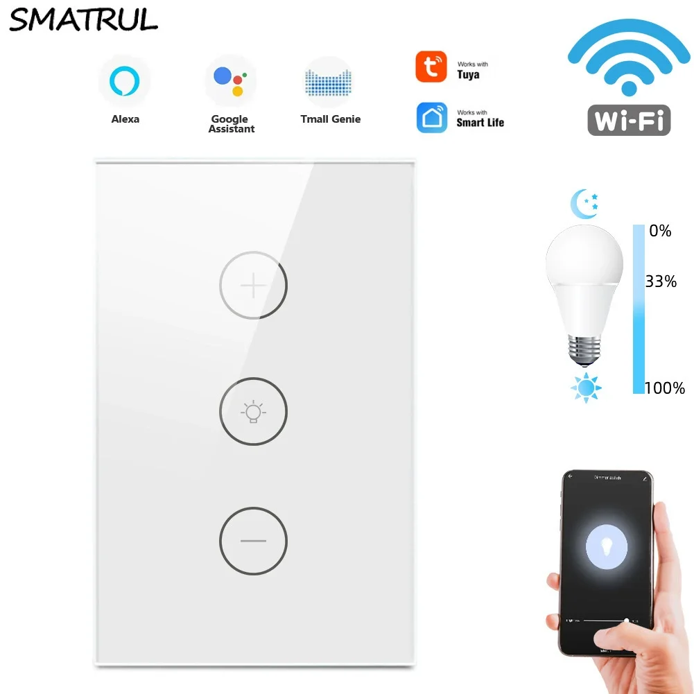 

Tuya Smart Home Wifi Wall Touch Dimmable Switch App Remote Control With Timer Function Voice Control Home Smart Dimmable Switch