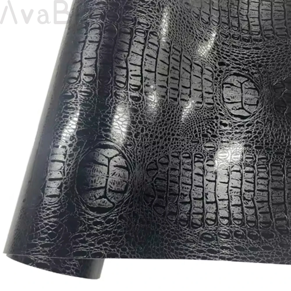 

30/50/60cm Premium Imitation Faux Black Crocodile Skin Leather Vinyl Wrap Roll with Air Release Self Adhesive Decal Car Wrapping