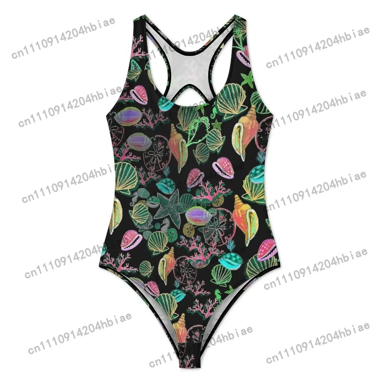 Colorful Sea Shells Print Swimsuit   Swimwear Push Up Novelty Monokini Sexy Holiday Swim Design Swimsuits