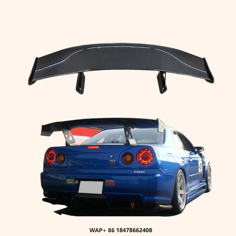 

Car Body Kit Rear Tail Wing for Nissan Skyline R34 GTT GTR TOPS Style Carbon Rear Trunk GT Spoiler