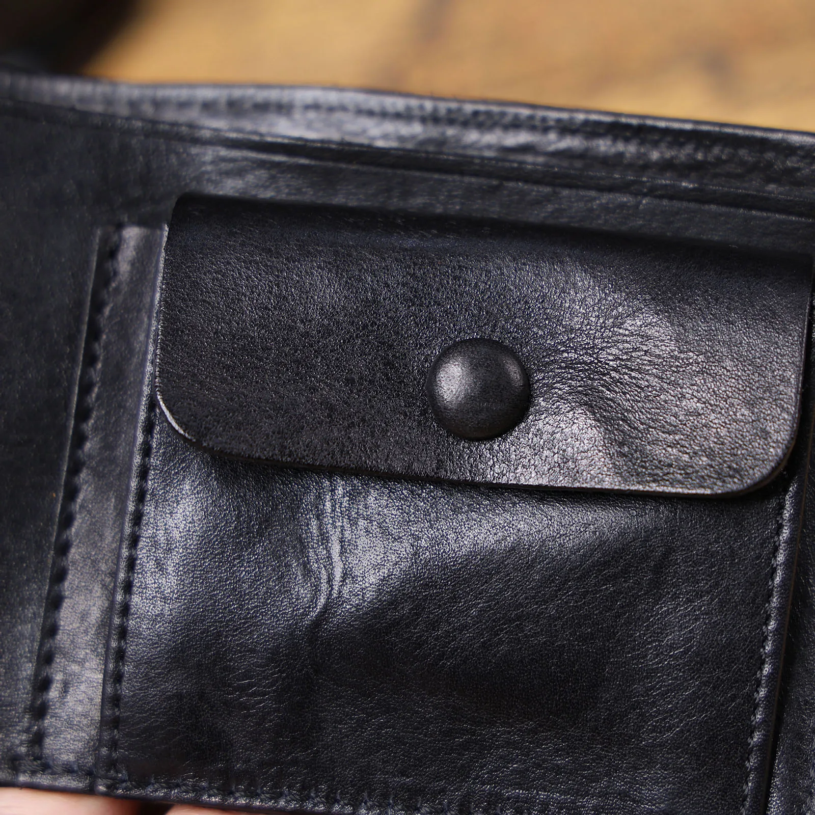 Vintage Herren Klassische Echtleder-Geldbörse Kreditkartenhalter Taschenbörse Rindsleder Retro-Stil – Detail 14