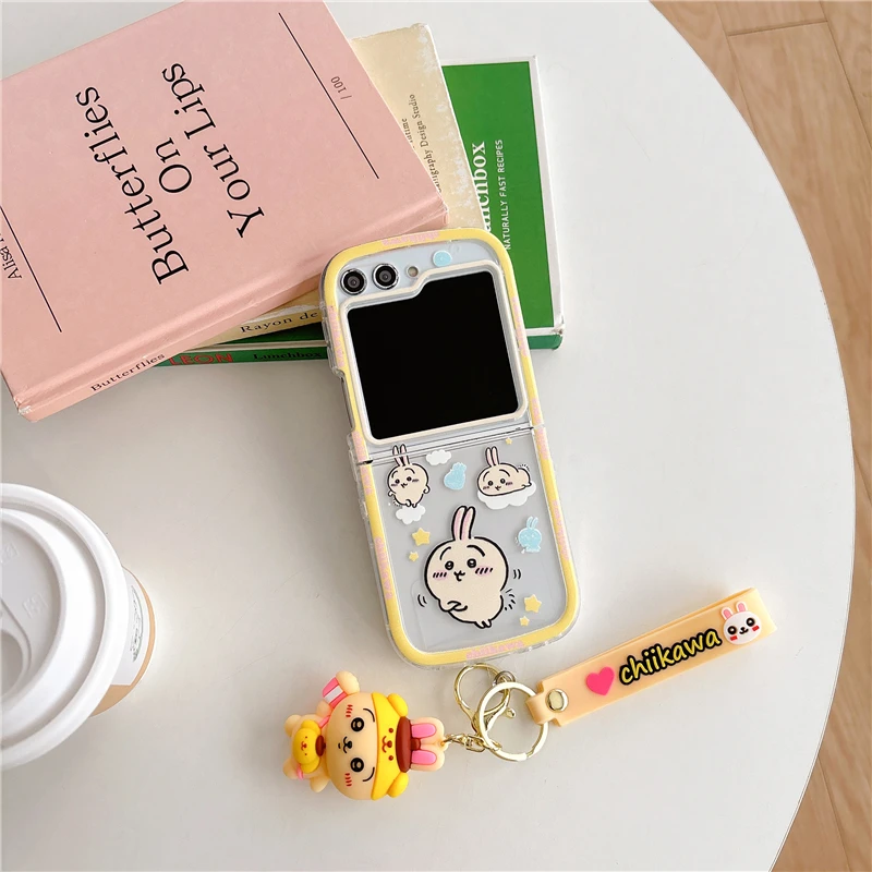 Cute Chiikawa Hachiware Cartoon Anime Usagi ZFlip6 Case For Samsung ZFlip3,ZFlip4,ZFlip5 Soft Bumper Silicone Hard Cover Shell