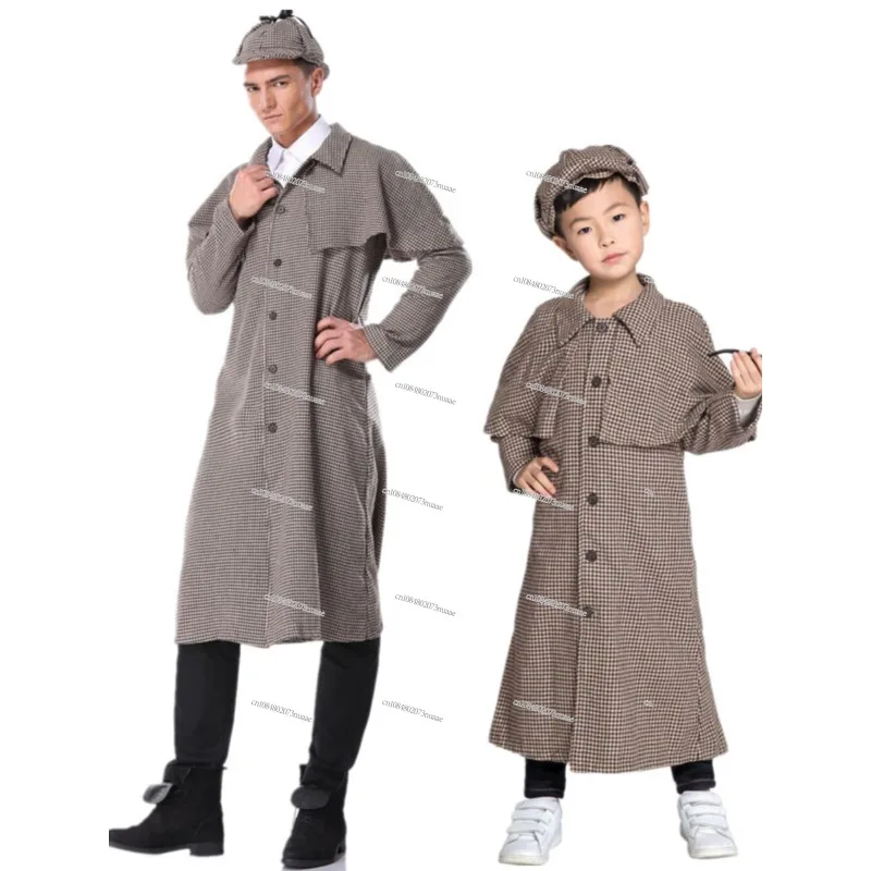 

Halloween Costume Children Adult Sherlock Holmes Cos Detective Stage Show Clothes