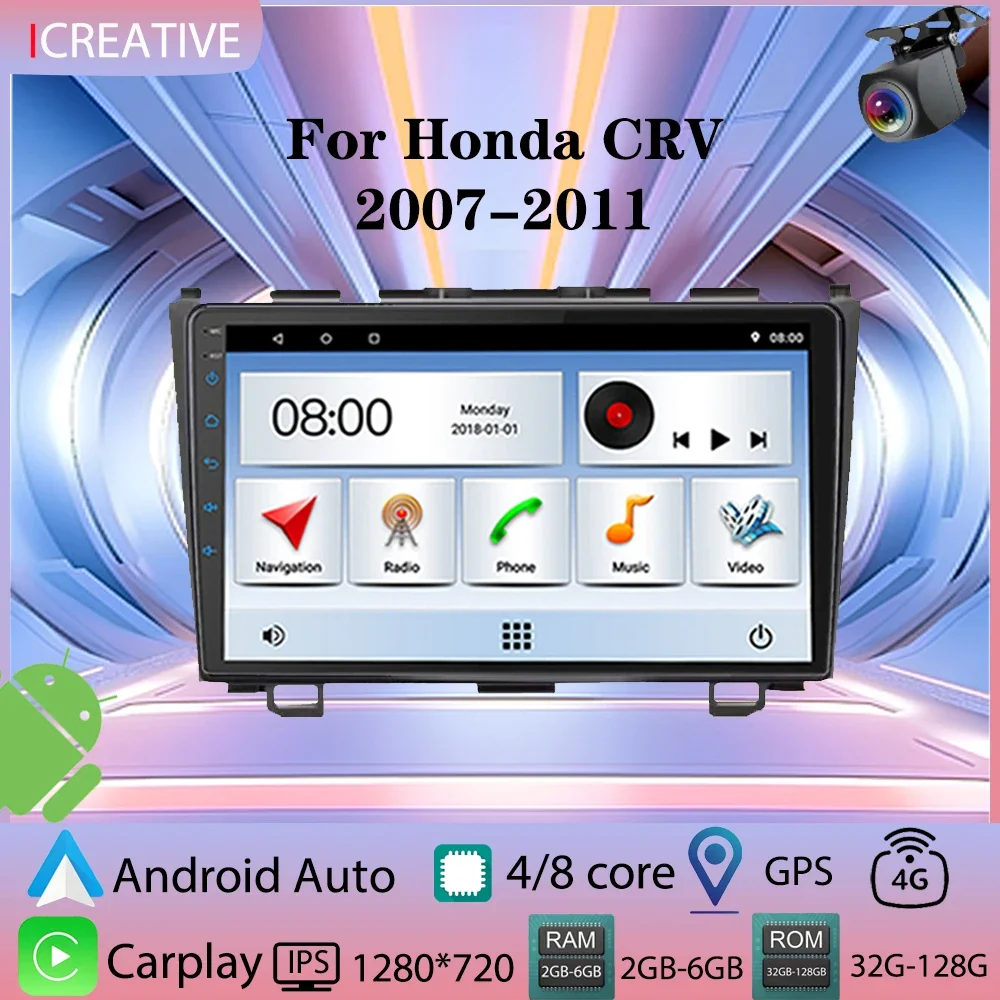 

Android Car Radio for Honda CR-V 3 CRV 2007-2011 Carplay Multimedia Player 2din Stereo Autoaudio Head Unit 9 Inch Navigation GPS