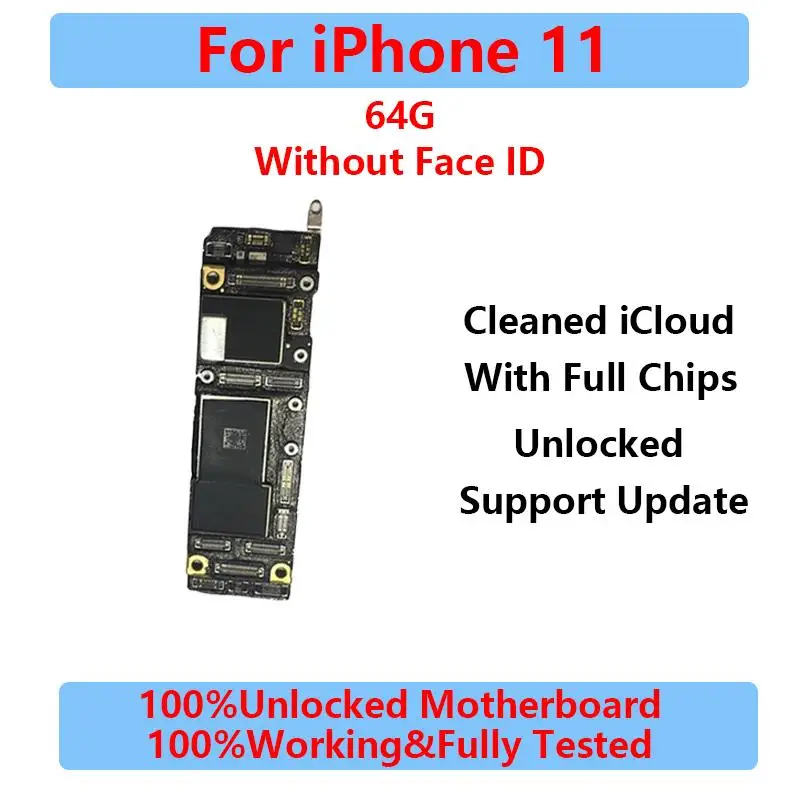 Top! 100%Working Unlocked Motherboard For iPhone 11 Pro Max Logic Main Board With Face ID Fully Tested Support System Cleaned