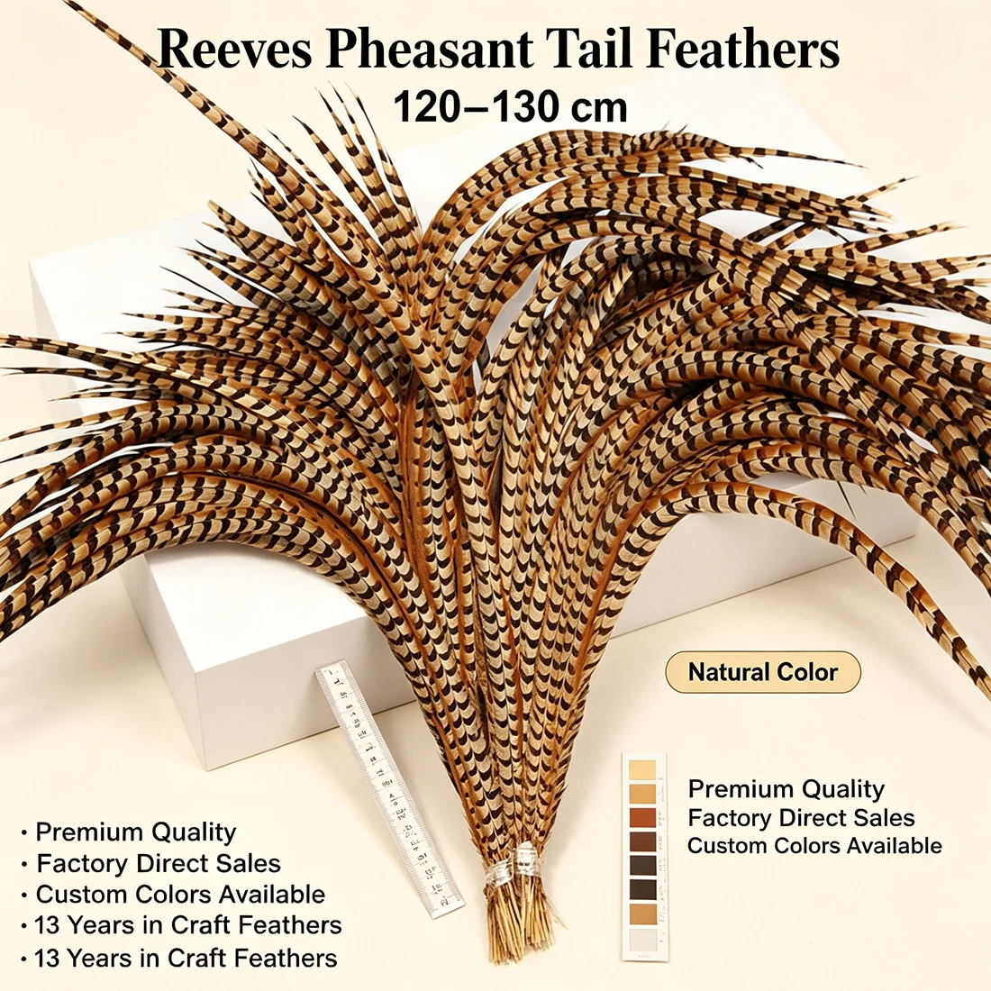 ZPDECOR Long Pheasant Feathers 120-130cm /48-52 Inch for Crafts DIY Art Home Decor