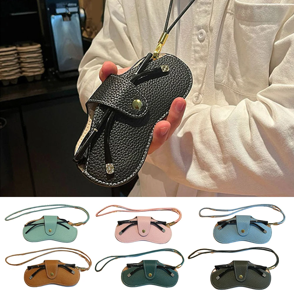 Sunglasses Bag Soft Leather Portable Glasses Case Holder Sunglasses Pouch Glasses Organizer Bag Strap Stylish Protective Bag