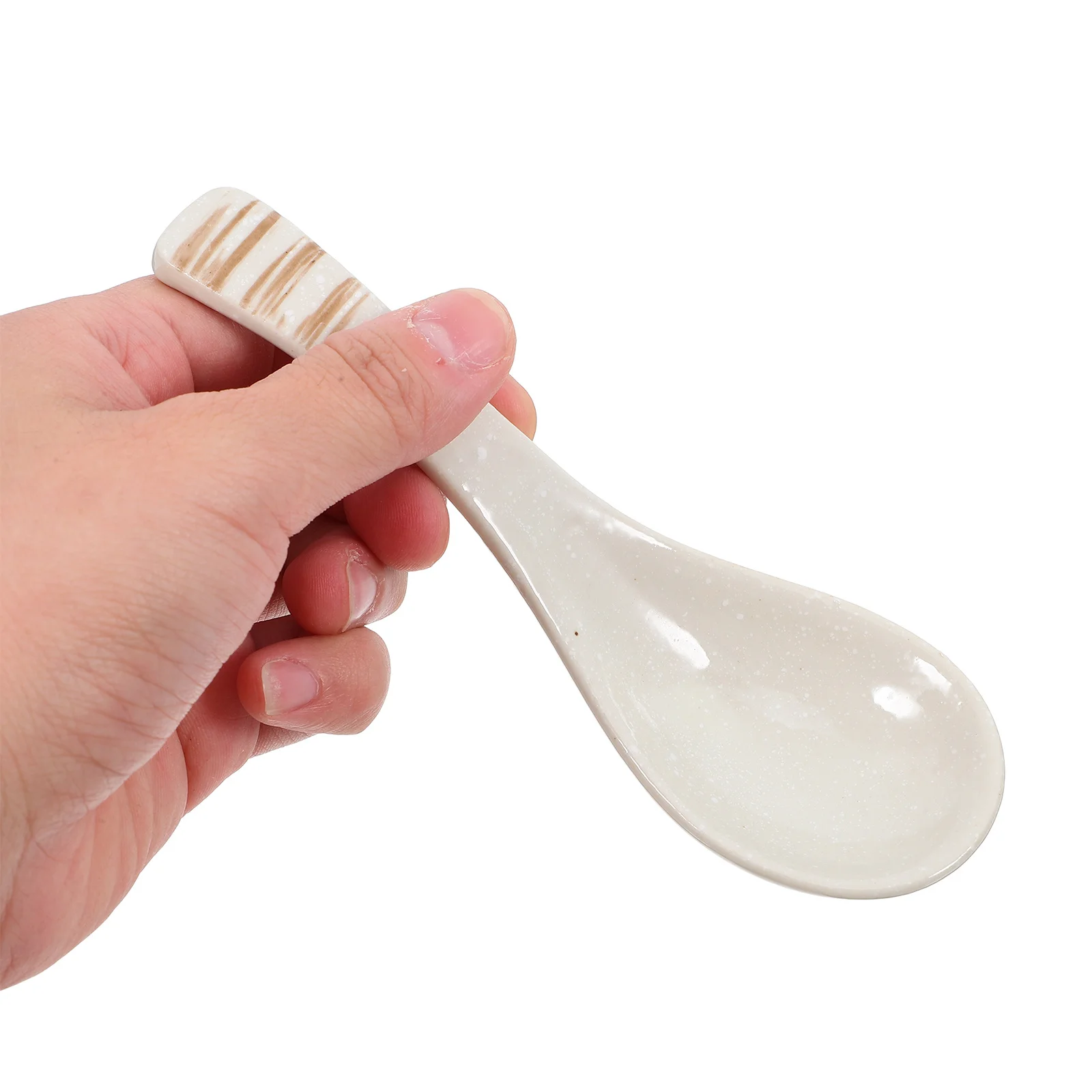 

Asian Soup Spoon Retro Ceramic Small Ramen Soup Spoon for Kitchen Dessert Porcelain Tableware Asian Spoons Ceramic Dinner Spoons