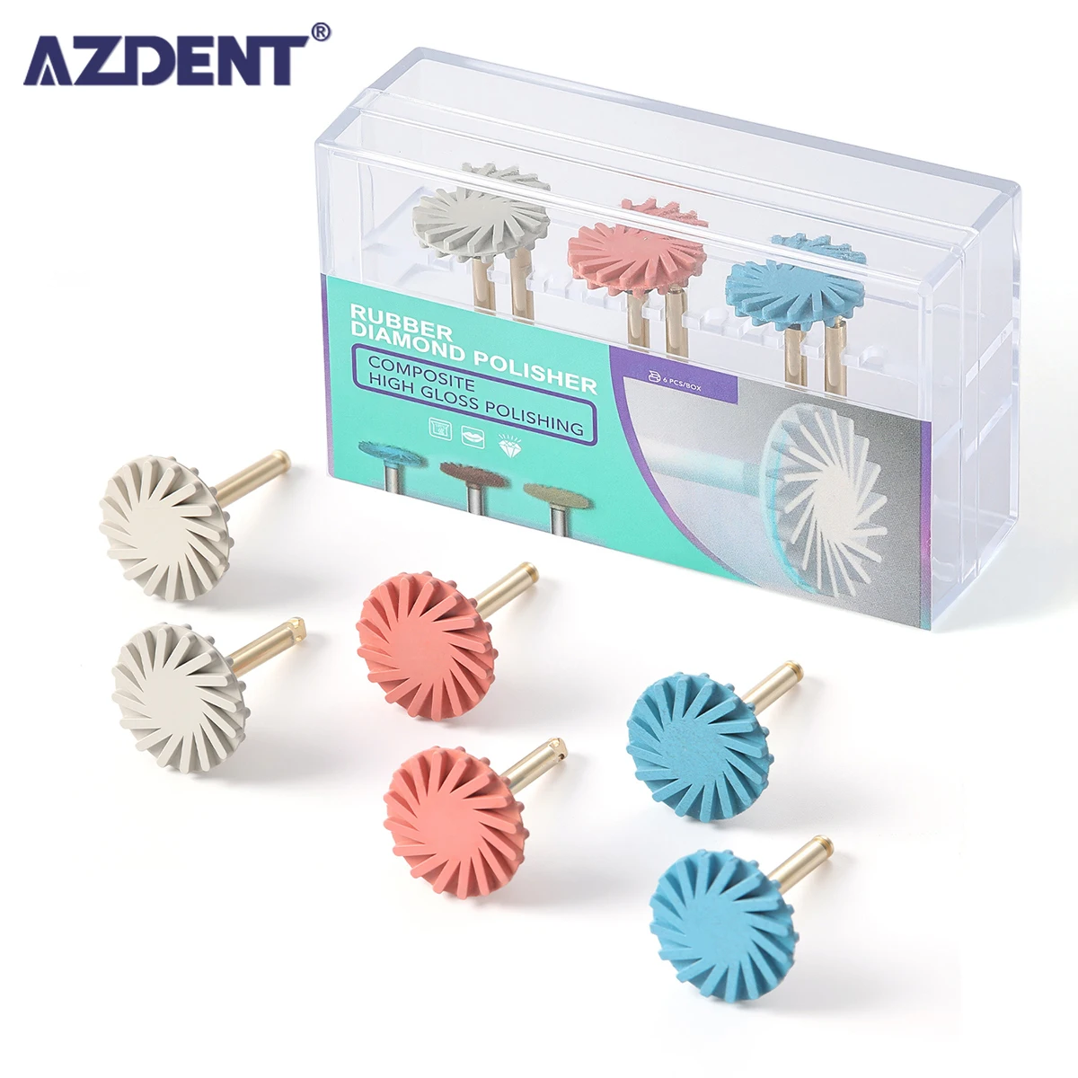 

6 шт. AZDENT стоматологические резиновые композитные полировальные колеса RA 14 мм RA 2,35 мм стоматологические роторные шлифовальные и полировальные инструменты
