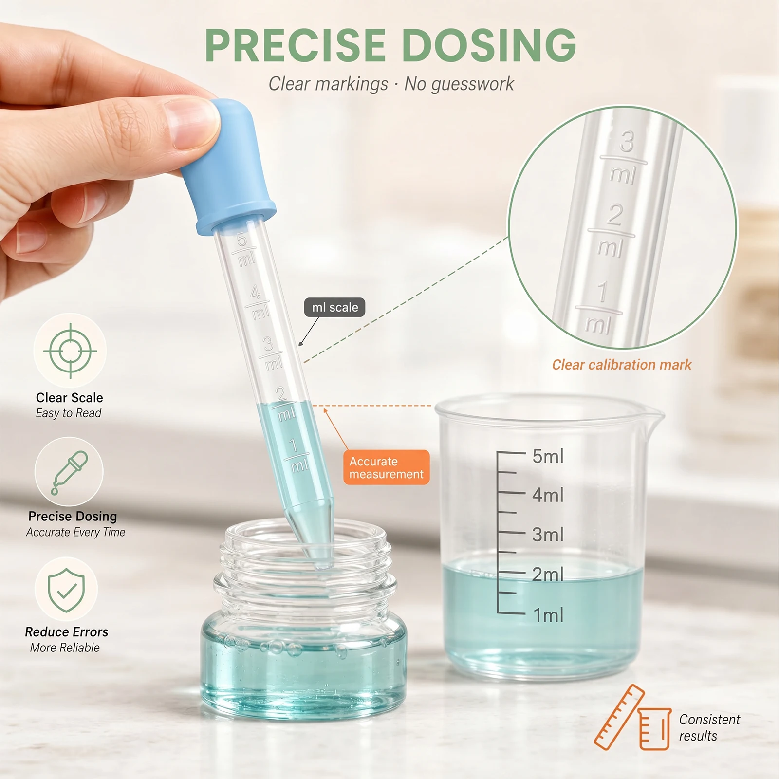 Silicone Bulb Graduated Plastic Dropper Pipette, Lab Liquid Titrator for Candle Essence Pigment Handcraft Experiment Supply