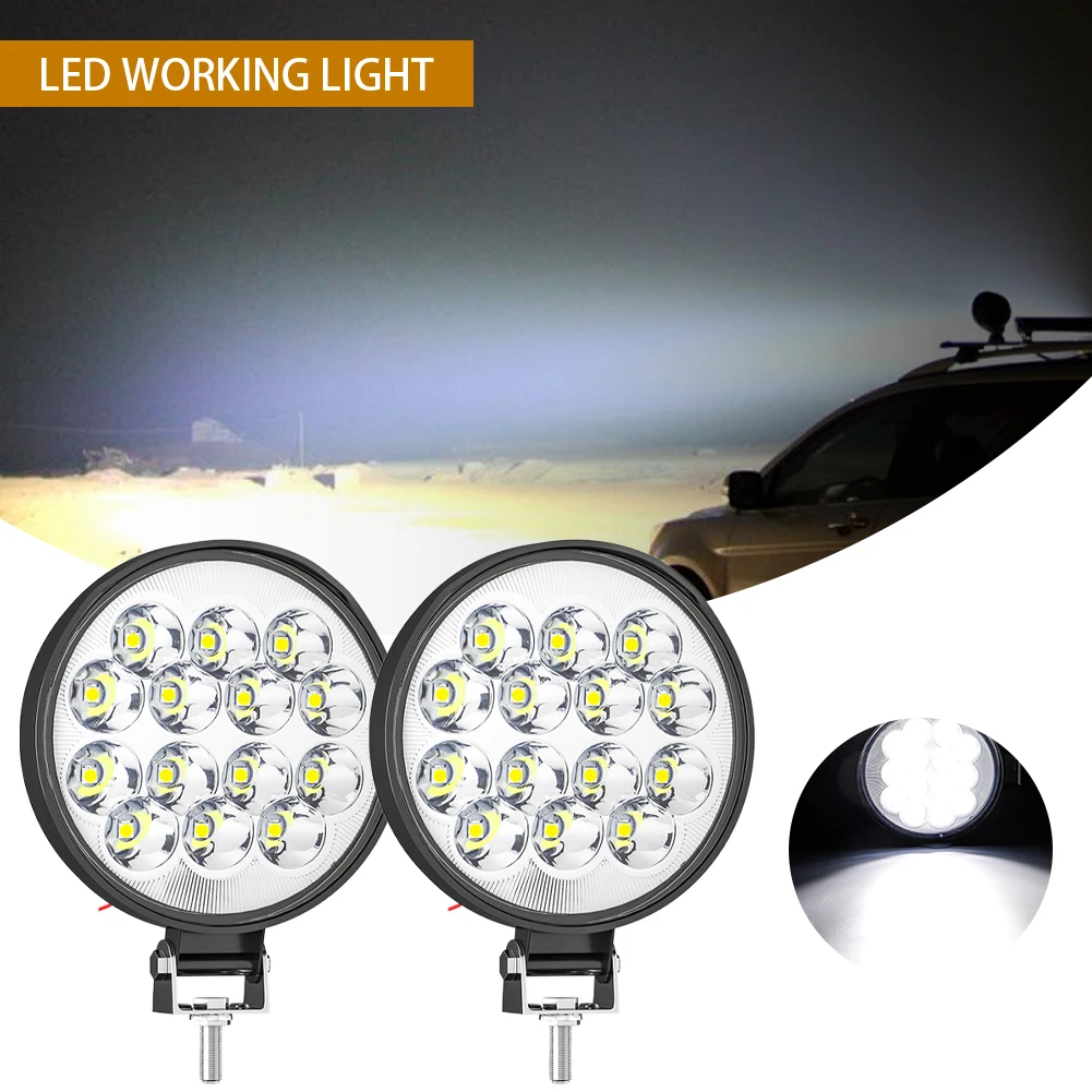 

42W 14LED Work Light LED Car Front противотуманные фары 12V 24V For Truck SUV 4X4 4WD LED 조명 작업등 Off-road LED Round Headlamp