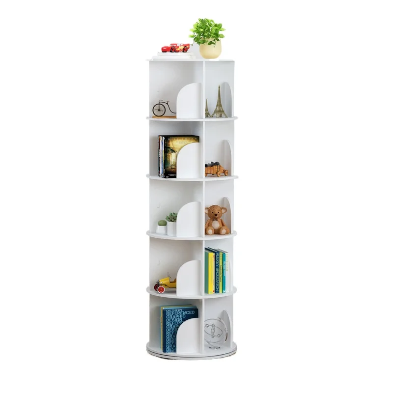 

Modern Luxury Freestanding Bookshelf Magazine Organizer Display Stand 5 Tier Rotating PVC Bookcase