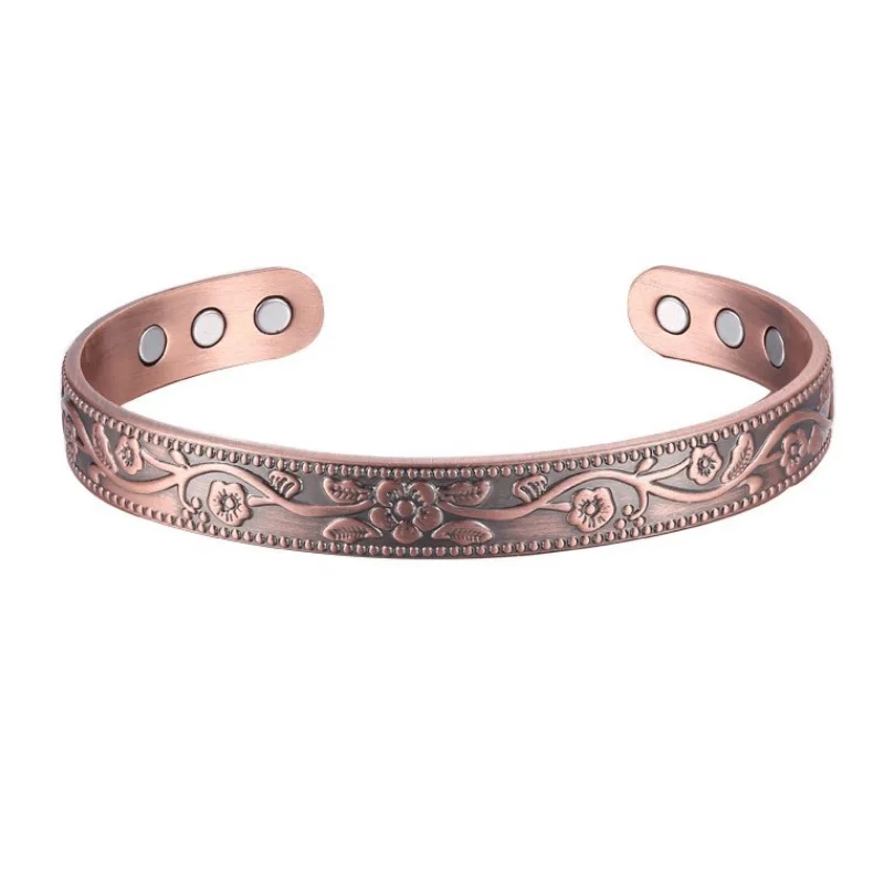 Copper Magnetic Bracelet Ornamental Retro Wreath Bracelet Magnetic Bracelet Vintage For Daily Wear Wellness Fashion Accessories