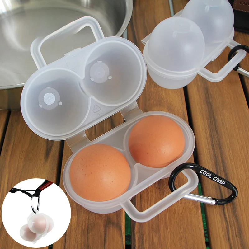 

Outdoor camping portable egg box plastic 2 grid egg tray picnic barbecue egg storage box travel egg box