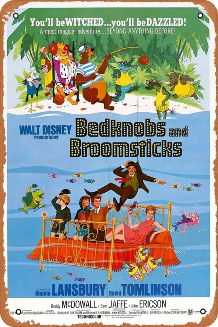 Bedknobs and Broomsticks (#1 of 2) 1971 Movie Poster Gallery 8 x 12 Inches Tin Sign for Home Bar Pub Garage Decor Gift