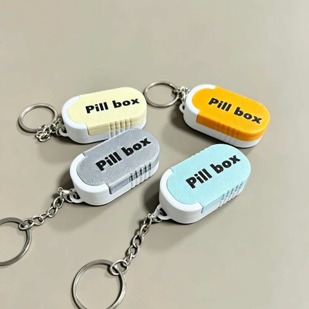 Mini Travel Pill Organizer Keychain 7-Day Medicine Box Portable Pill Case with Key Ring for Purse Bag Pocket