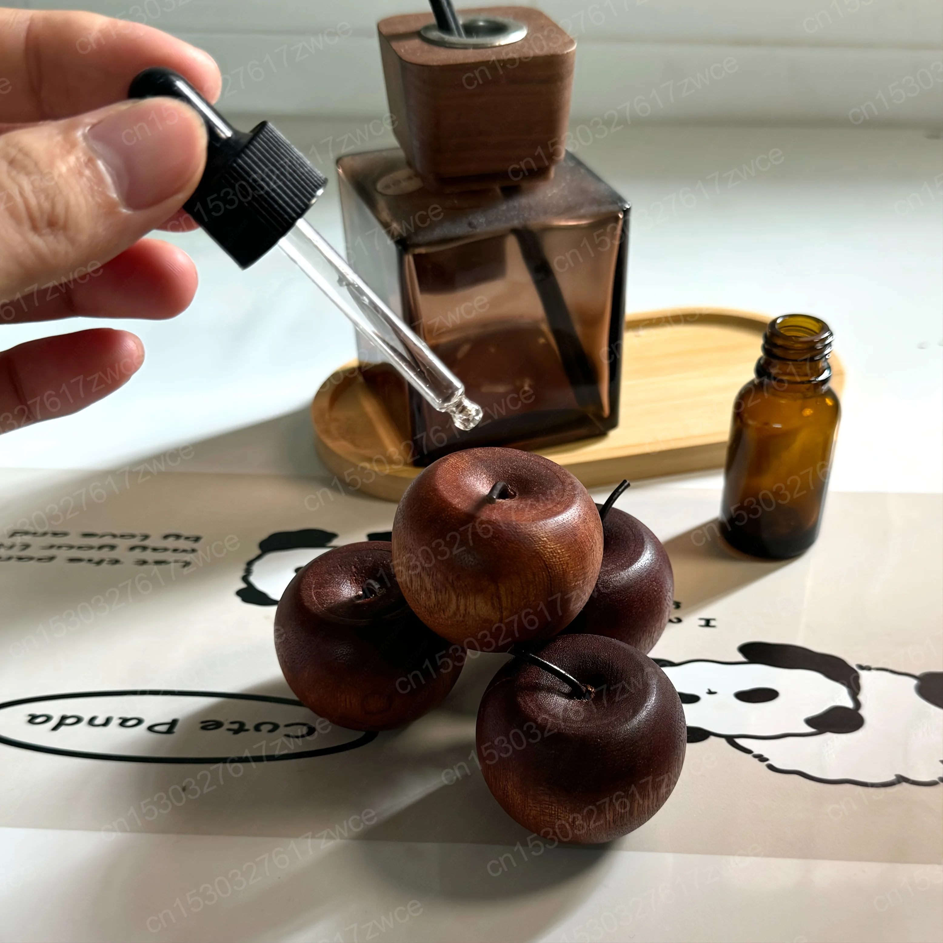 Essential Oil Diffuser Mini Apple Shabili Wooden Aroma Diffuser, Natural Texture Car Bedroom Decor Air Freshener, Festival Gift