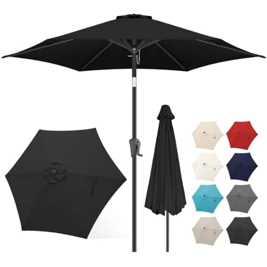 Patio Umbrella - Outdoor Umbrella with Push Button Tilt and Crank for UV Protection, Table Market Umbrella for Garden, Deck, Ba