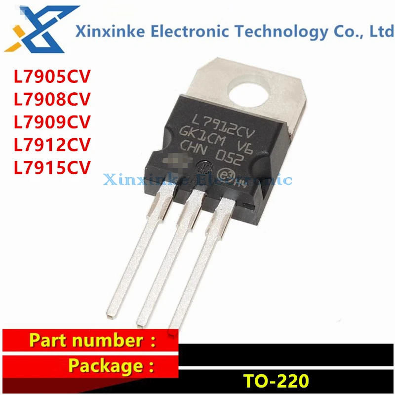 5PCS L7905CV L7908CV L7909CV L7912CV L7915CV TO-220  Linear Voltage Regulators NEG Voltage Reg IC 3-Terminal 1.5A 15V 12V 5/8/9V