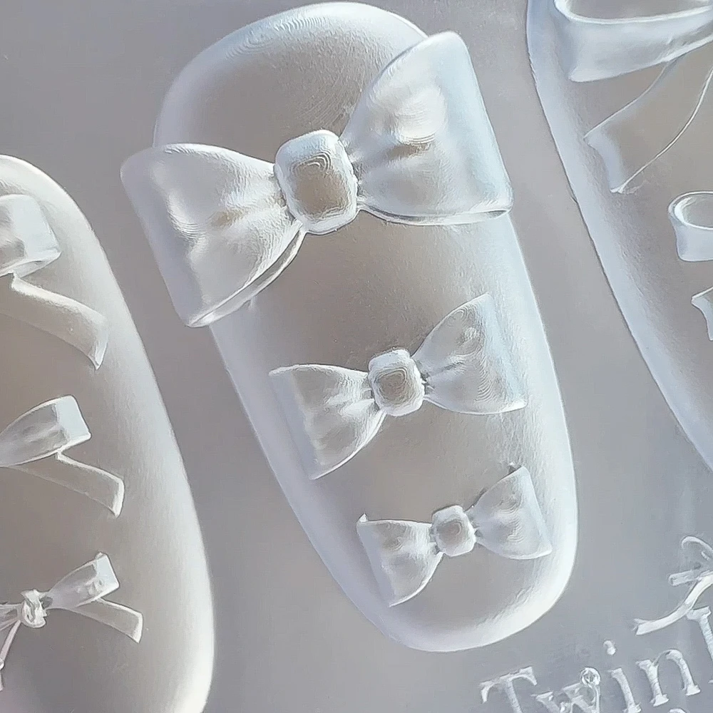 ثلاثية الأبعاد Bowknot السحر مسمار الفن قالب من السيليكون Kawaii الرجعية الشريط القوس مسمار الديكور مسمار نحت قالب شفاف مانيكير MoldTool #5