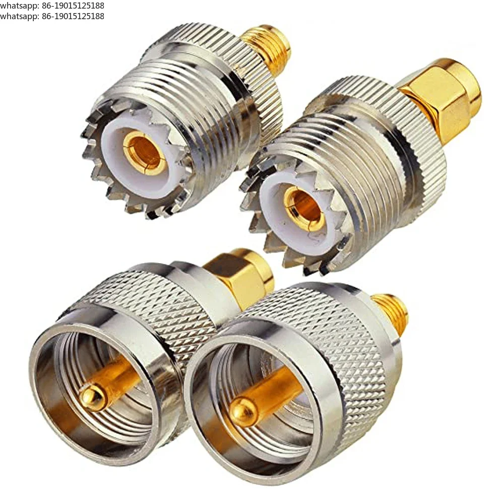 

Комплект из 4 коаксиальных адаптеров UHF (штекер/гнездо) PL259 SO239 на SMA (штекер/гнездо)