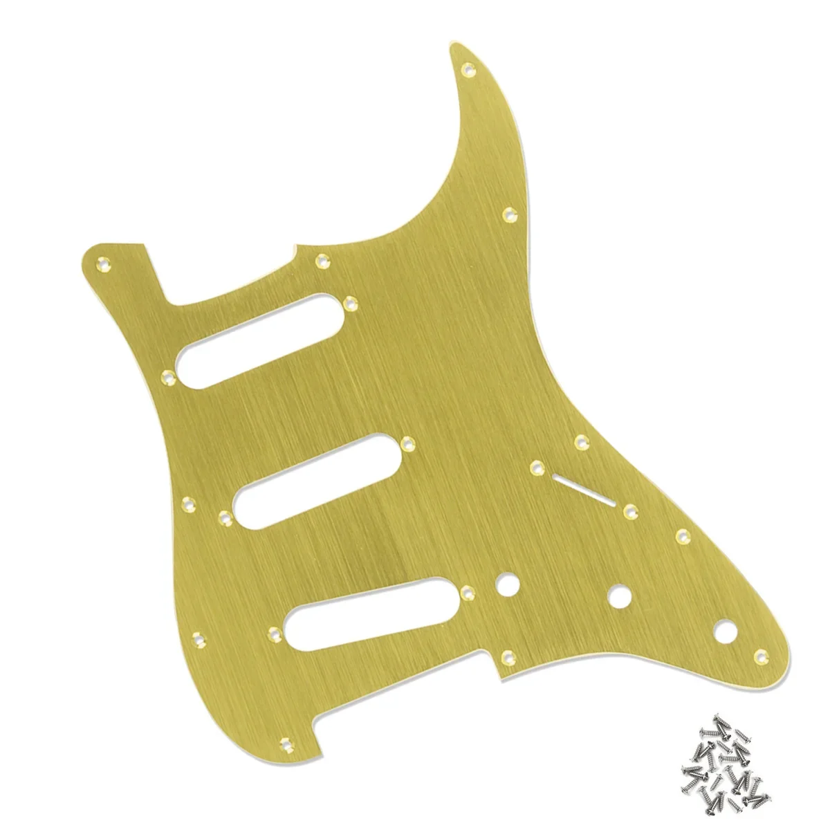 

Upgrade 1.5mm Anodized Aluminum Metal Pickguard 1Ply Gold SSS Scratch Plate For 11 Holes FD ST Electric Guitar