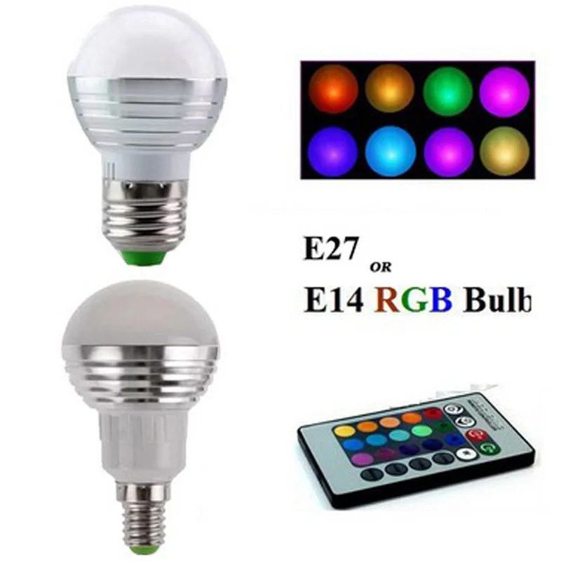 10pcs 3W E27 E14 LED Colorful RGB Spotlight Remote Controller AC85-265V  Changeable Atmosphere Party Holiday KTV Bar RGB Bulb