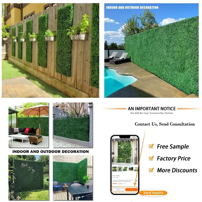 for   Plastic Imitation Decorative Board Green Hedge Boxwood Background Artificial Plant Grass Wall