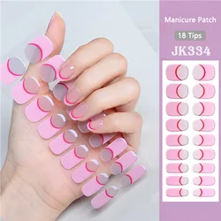 Envolturas de uñas de Gel semicuradas, adhesivo impermeable de larga duración, pegatinas de uñas de Gel gruesas, necesita lámpara UV, lado francés rosa