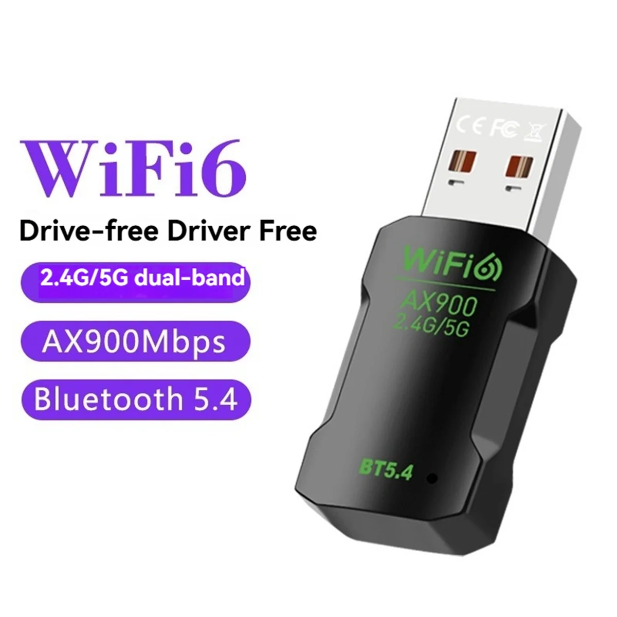 T35C WiFi6 AX900 Adattatore USB wireless Bluetooth 5.4 Dual Band 2.4G e 5GHz Dongle Ricevitore scheda Wlan di rete per Win10/11
