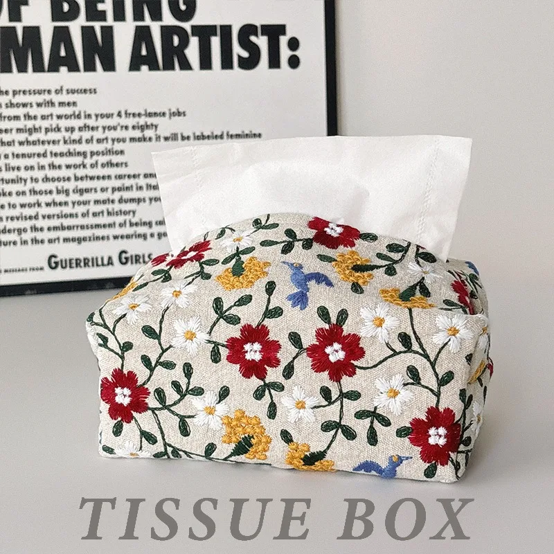 1 Stück Bestickte Taschentuchbox Heimdekoration Taschentuchbeutel Taschentuch-Aufbewahrungsbox Schreibtischdekoration Aufbewahrungstasche Papierhalter
