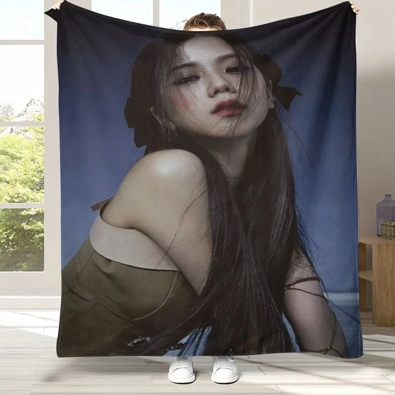 Korean Idol J-Jisoo Solo EYES CLOSED Soft Flannel Throw Blanket,Cozy Warm Blanket for Bed,Sofa,Living Room,Picnic,Camping,Gift