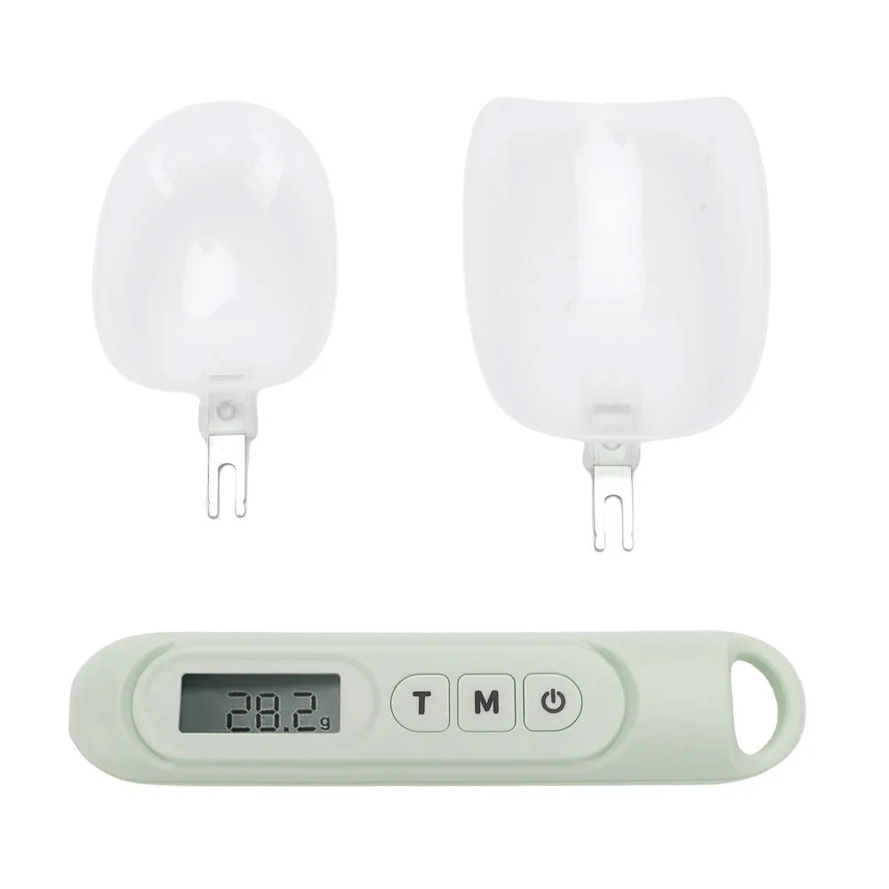 ABS Digital Measuring Spoon Beige Light Green 7-Units Switchable Electronic Spoon Scale LCD Display Ergonomic Design