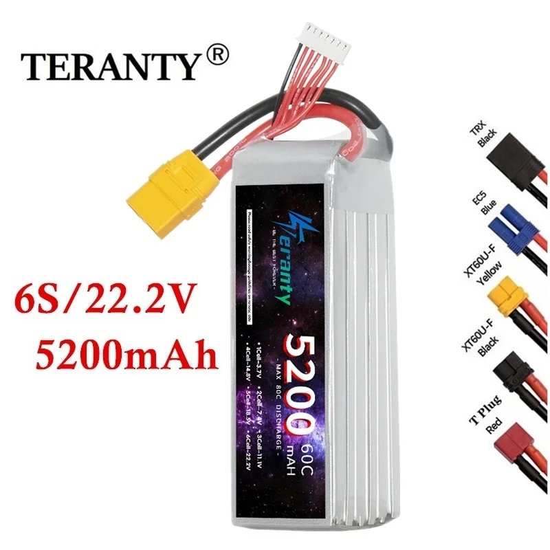 

6S 5200mAh Lipo Battery 22.2V 60C Softcase with EC5 Plug for RC Car FPV Drone Desert Truck RC Racing Hobby Parts XT60 T XT90
