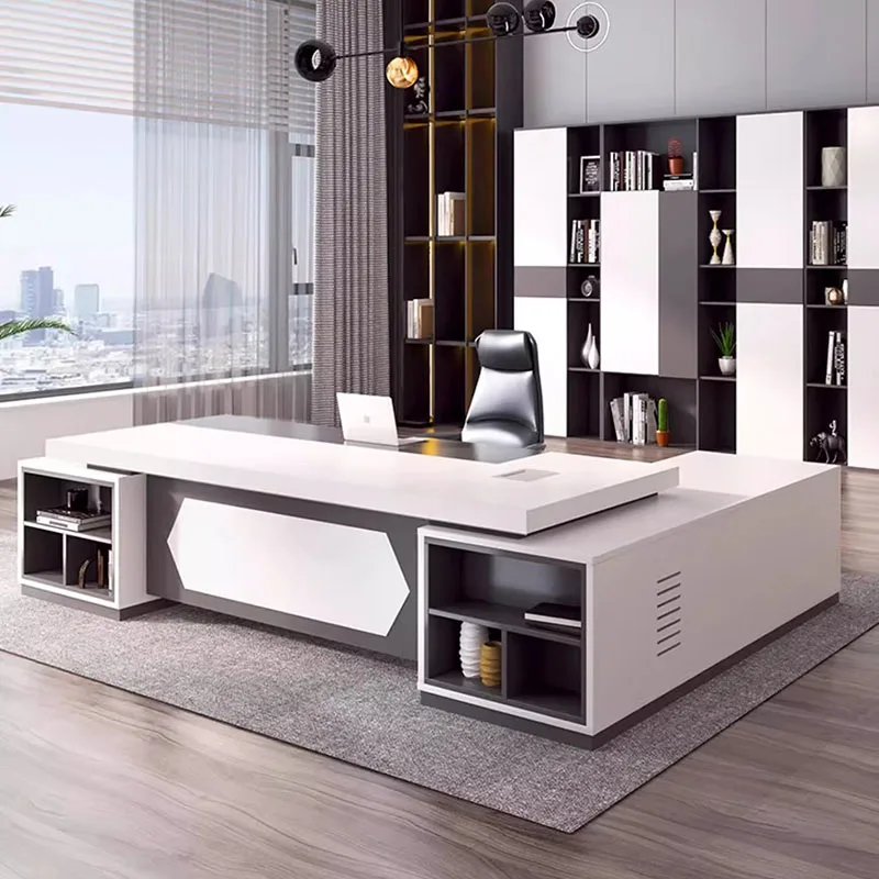 

White Bedroom Office Desk Standing Executive Luxury Lshaped Organizers Office Desk Minimalist Display Tavolo Trendy Furniture