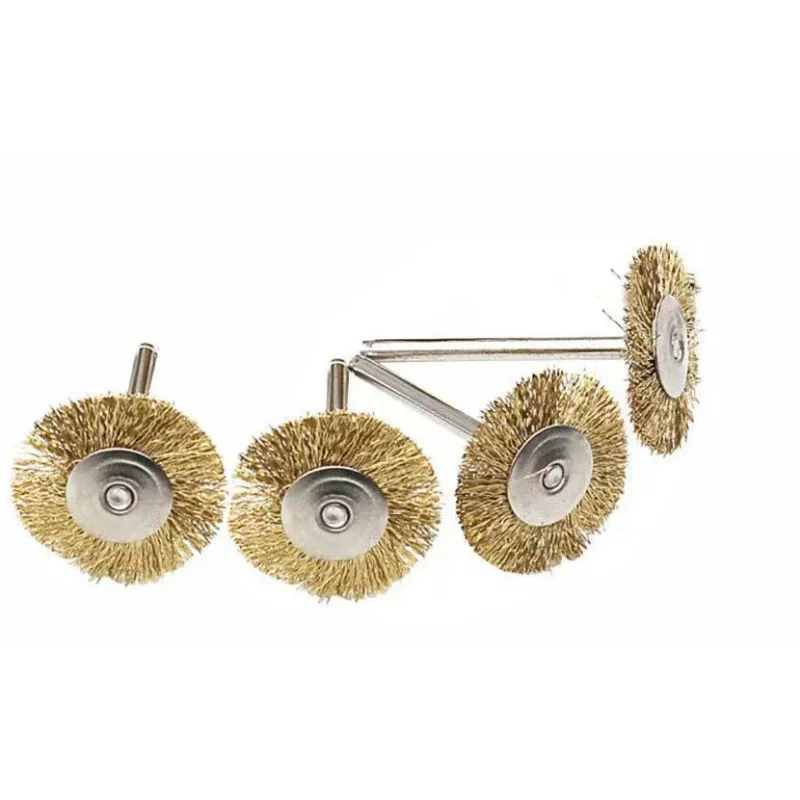 9 Pieces of Metal Derusting Wire Brass Wheel Brush Set, Polished 3mm Handle with Rotary Tool