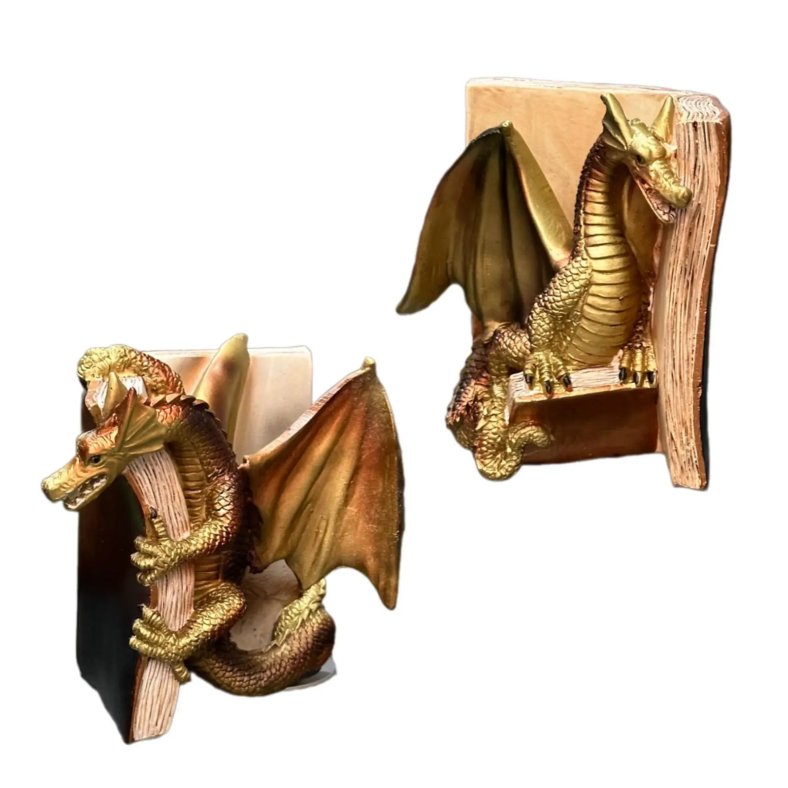 2 Pieces Dragon Bookends Gifts Artwork Animal Decor Ornament Dragon Sculpture