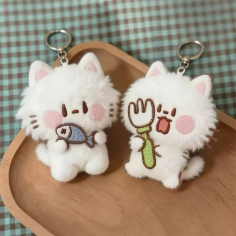 1/2Pcs Cat Plush Keychain for Bag Cute Kitten Keyring Soft Stuffed Animal Charm with Alloy Clasp Durable Backpack Handbag Purse