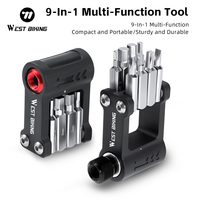 WEST BIKING 9-in-1 Multi-Function Repair Tool with Portable Bicycle Repair Kit Foldable Allen Wrench Set for Cycling Maintenance