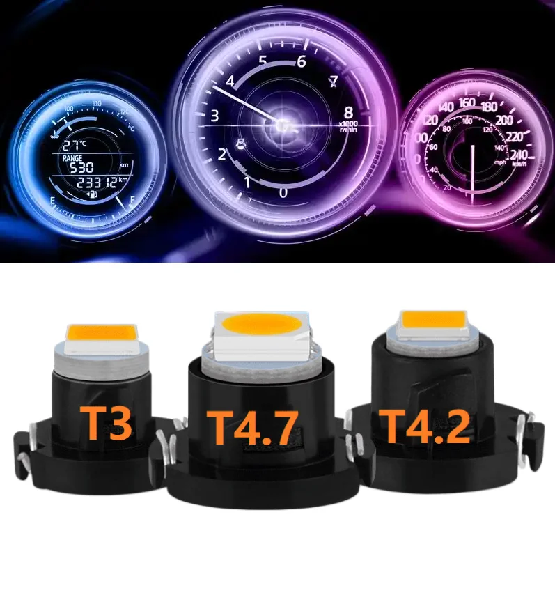10PCS T3 car instrument light set, including T4.2 and T4.7,  panel lighting and central control decoration, high brightness,