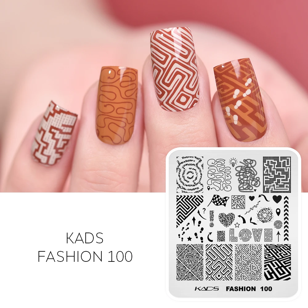 KADS Nail Stamping Plates Fashion 100 Pattern of Labyrinth Love Heart Stamp Template Design Stainless Steel Stencil DIY Tool