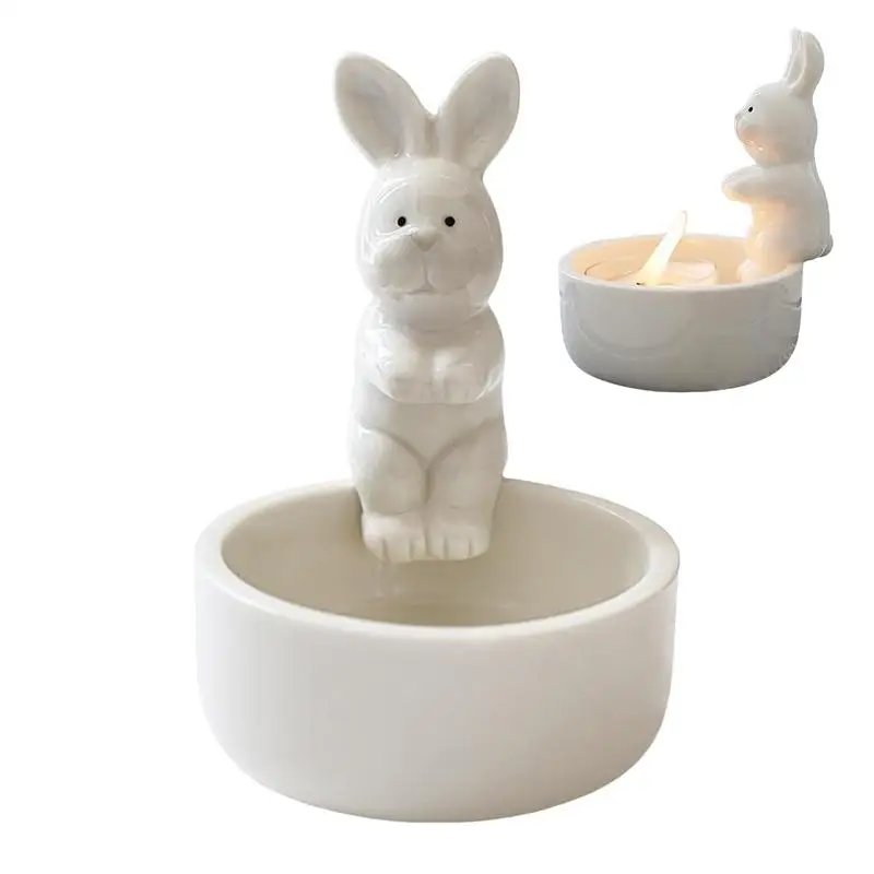 Candle Holder Warming Paws Ceramic Bunny Warming Hands Candle Holder Cute Light Holder Small Tea Light Candle Holders Scented