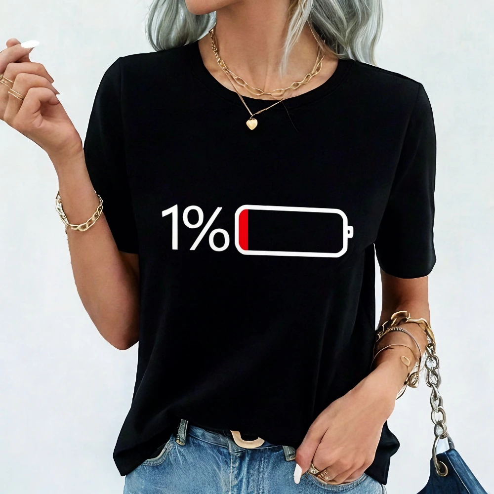 

Women's T-shirt Casual Loose Fit Trendy Printed Female Clothing Round Neck Short Sleeved Tees Street Daily Tops For Woman