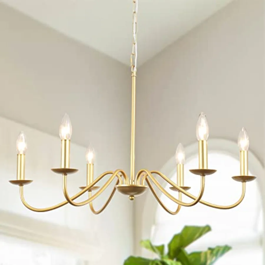 

Antique Spray Farmhouse ChandeliersL, 6 Lights Vintage Brass Chandelier, Rustic Candle Hanging Pendant Light Fixture for the Di