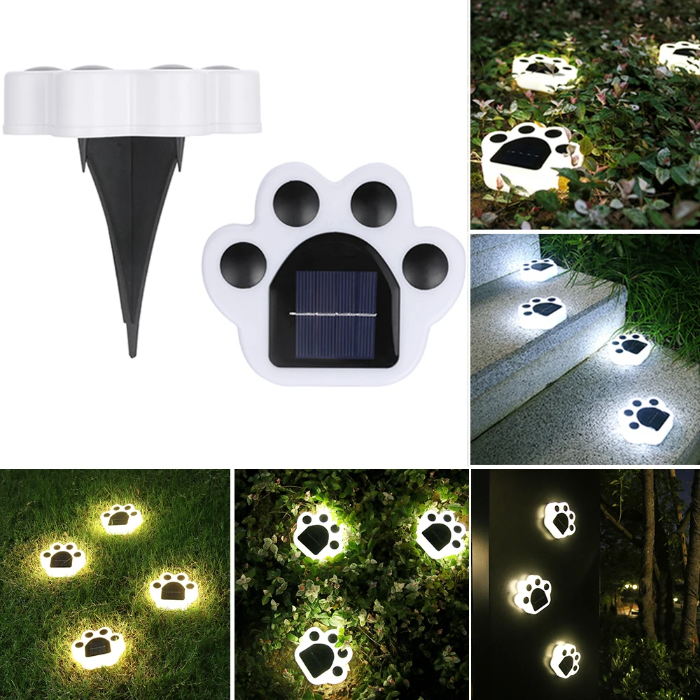 

Solar Garden LED Light Outdoor Waterproof Garden Decoration Dog Cat Animal Paw Print Lights Path Lawn Lamp String Paths Light