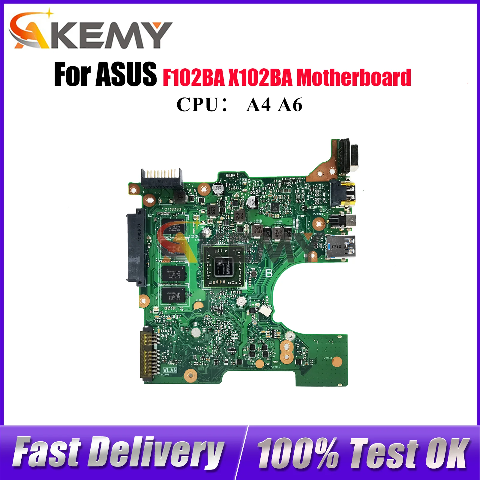 

X102BA Laptop Motherboard For ASUS VivoBook X102BA X102B F102BA Notebook Mainboard With A4 A6 CPU 100% tests OK fast shipping