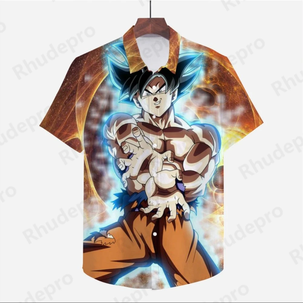 5XL Men\'s Shirt Dragon Ball Z Vegeta Clothes Beach Style Oversized Streetwear Super Saiya Cute High Quality Anime Goku Cool 2024