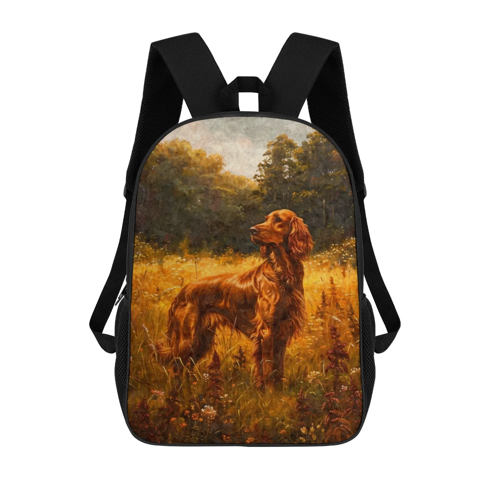 

Vintage Irish Setter Dog Mochila Escolar Printed Zipper Backpack Book Bag University Bag Woman 17 Inch School Backpack Bag