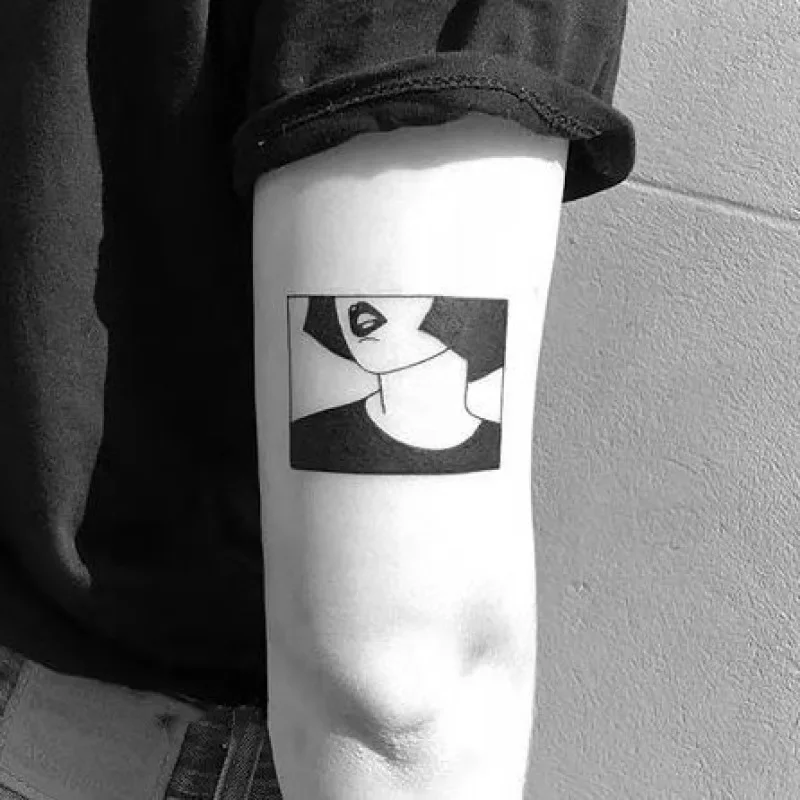 

Dark Punk Black Lips Girl Gothic Cartoon Temporary Tattoos Tatto Body Art Waterproof Transfer Fake Tatoo Sticker for Woman Men