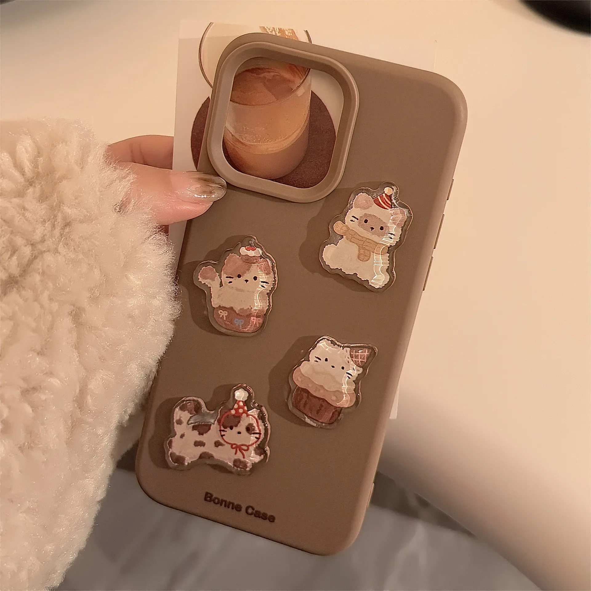 Etui na telefon Cute Brown Kitten Patch do iPhone'a 16 15 14 12 13 11 Pro ProMax Plus X XR Wstrząsoodporny pokrowiec na telefon